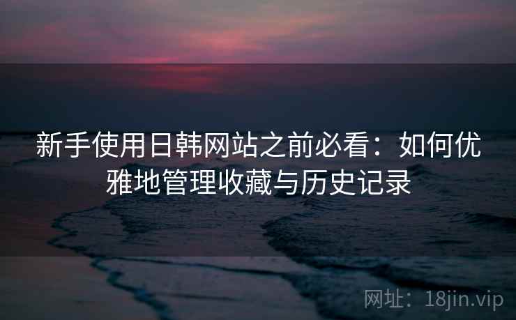 新手使用日韩网站之前必看：如何优雅地管理收藏与历史记录