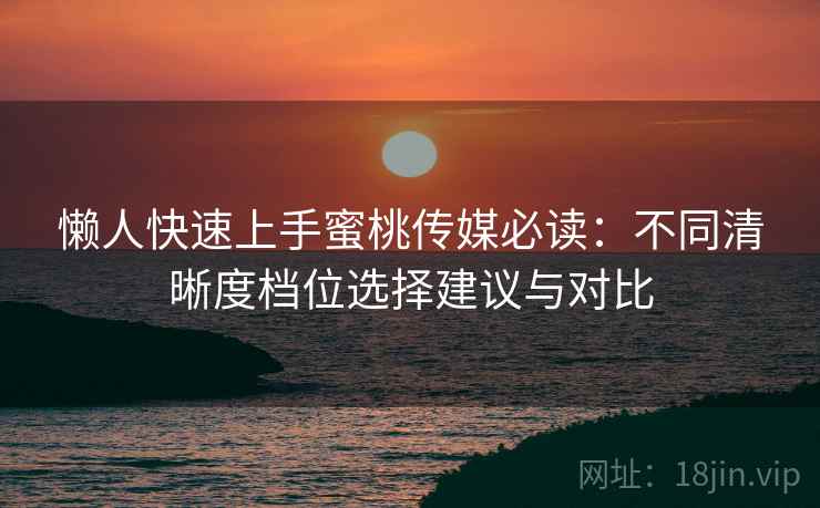 懒人快速上手蜜桃传媒必读：不同清晰度档位选择建议与对比