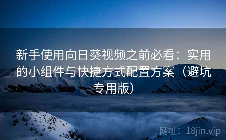 新手使用向日葵视频之前必看：实用的小组件与快捷方式配置方案（避坑专用版）